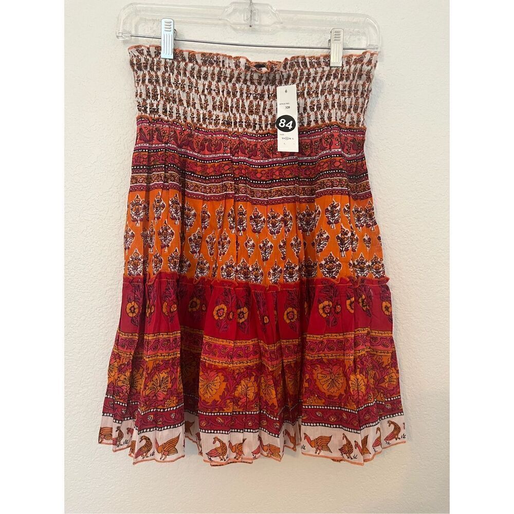 Chaudry Boho Smocked Mini Skirt NEW